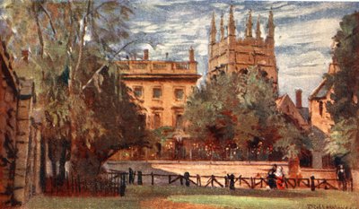 Corpus Christi College and Merton Tower, from Christ Church Meadows by John Fulleylove
